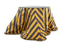 APPROVED FOR DONATION A Glass-Top Silk Skirted Side Table