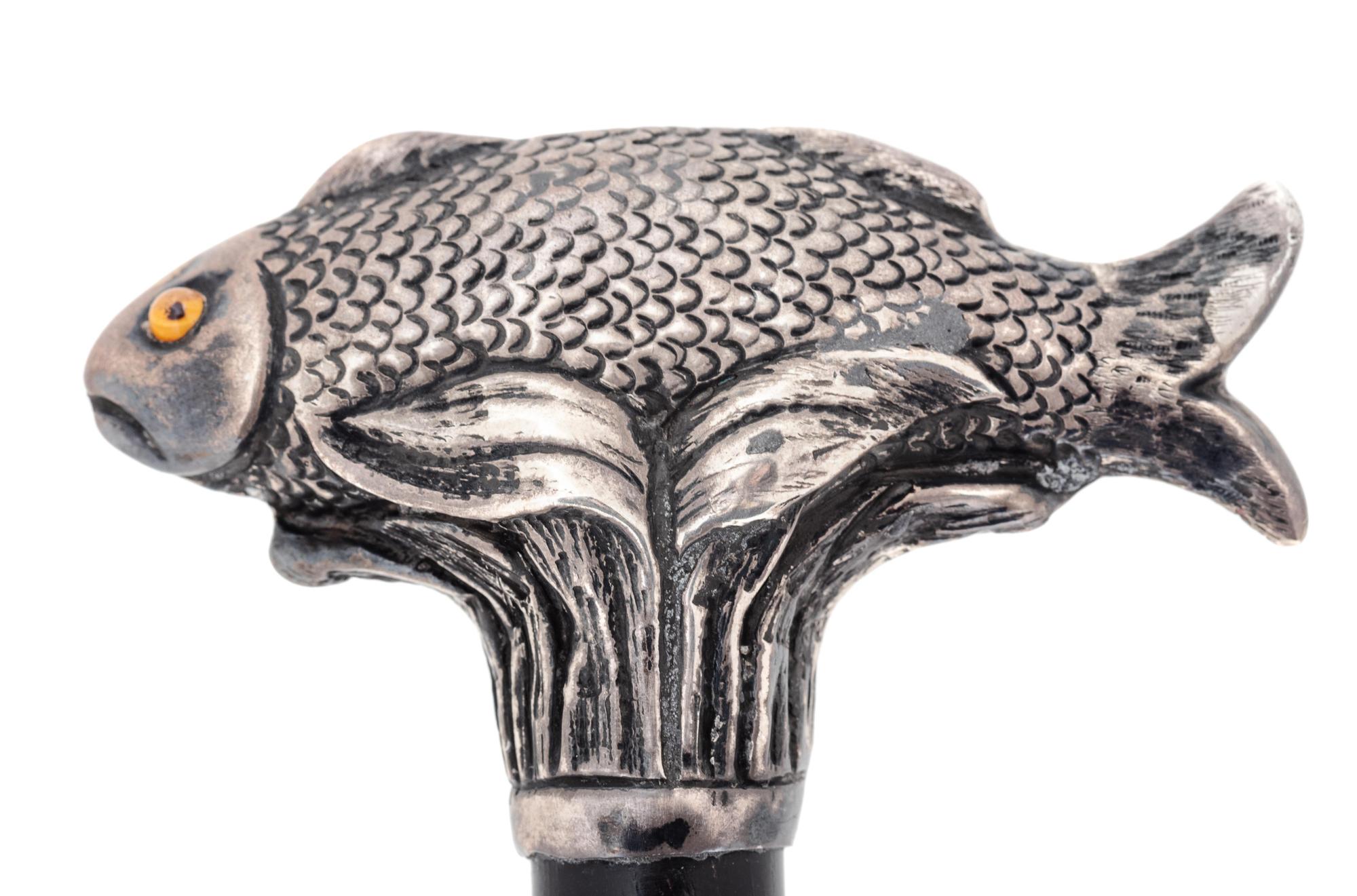 A Victorian Silver Handled Zoomorphic Walking Stick