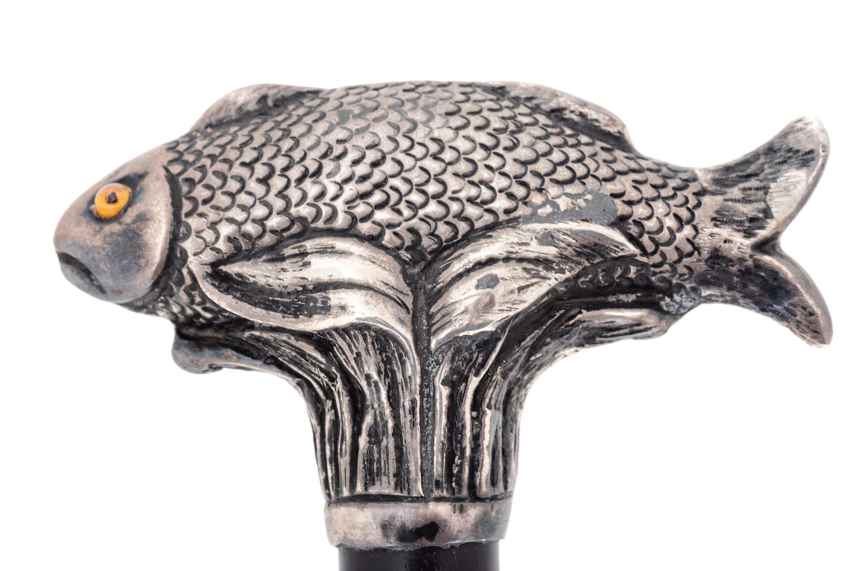 A Victorian Silver Handled Zoomorphic Walking Stick