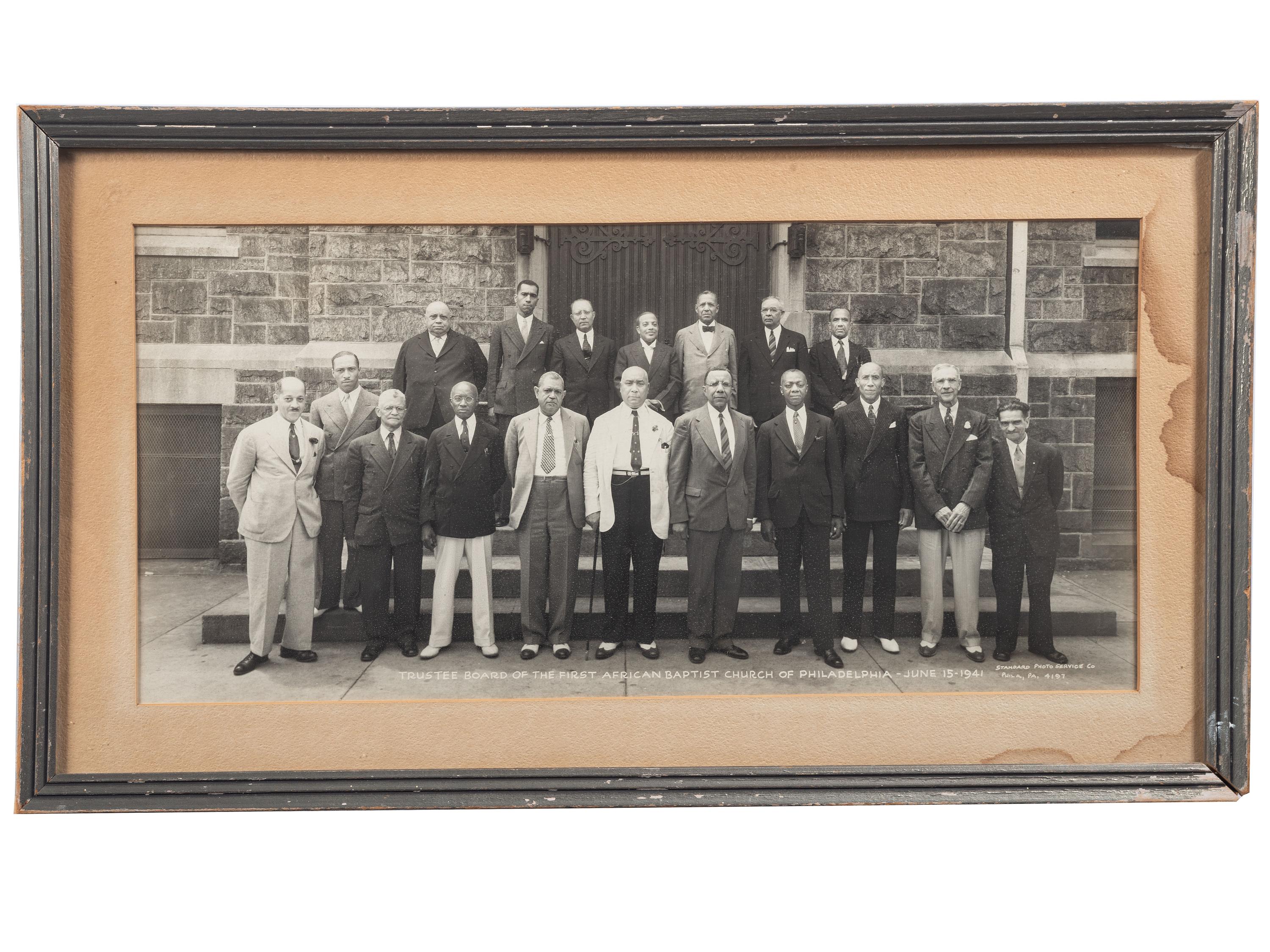 [RELIGION]. A group of 7 items involving African American churches and pastors, incl. AME Church membership card, Order of the Black Rose membership card, photographs, and imprints.