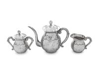 A Japanese Silver Three-Piece Tea Service