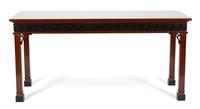 A Pair of Chinese Chippendale Style Carved Mahogany Hall Tables Height 35 x width 73 1/4 x depth 28 3/4 inches. — 20TH CENTURY