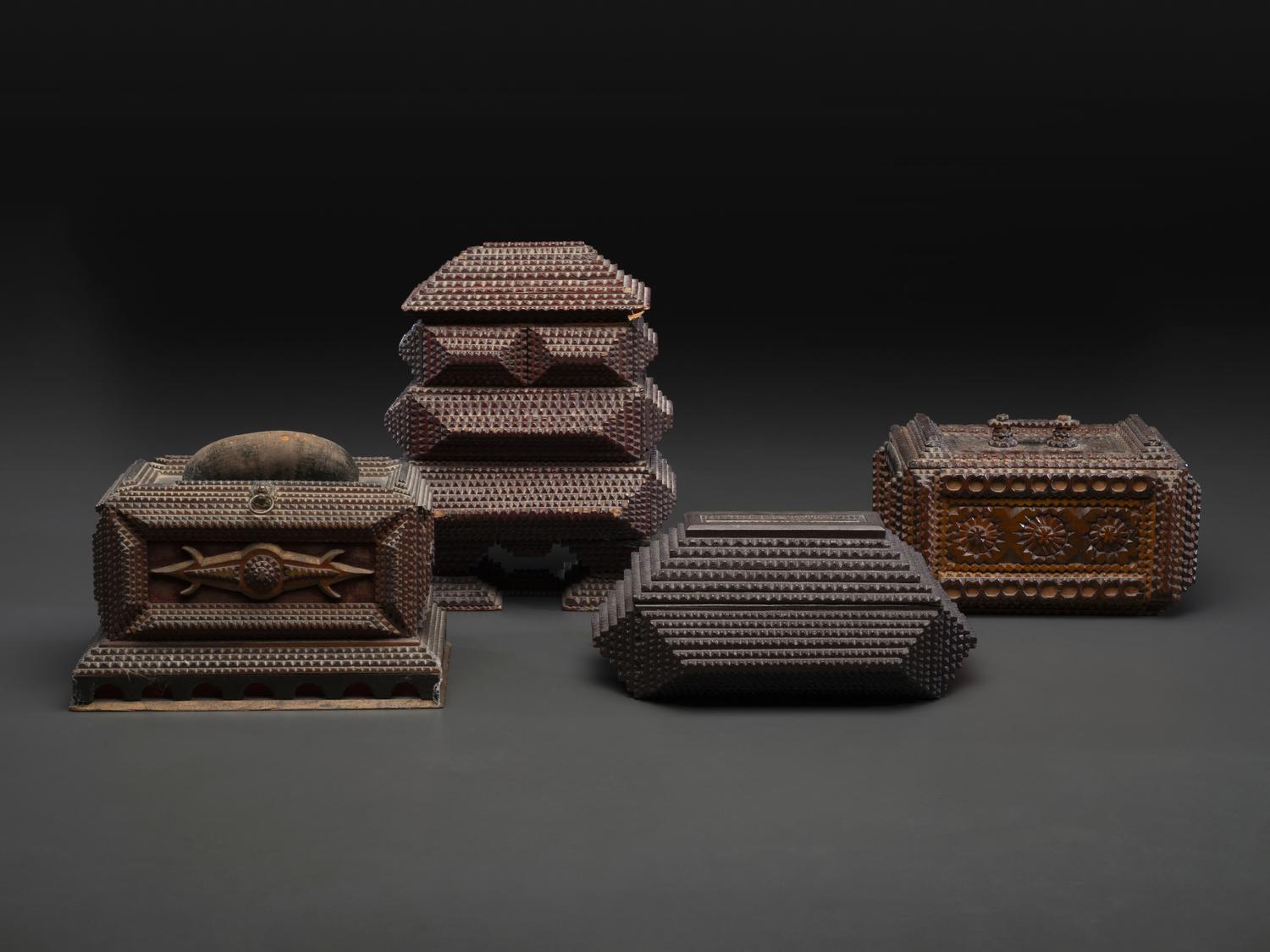 Four Tramp Art Boxes
