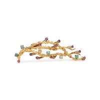 YELLOW GOLD, OPAL AND RUBY BROOCH