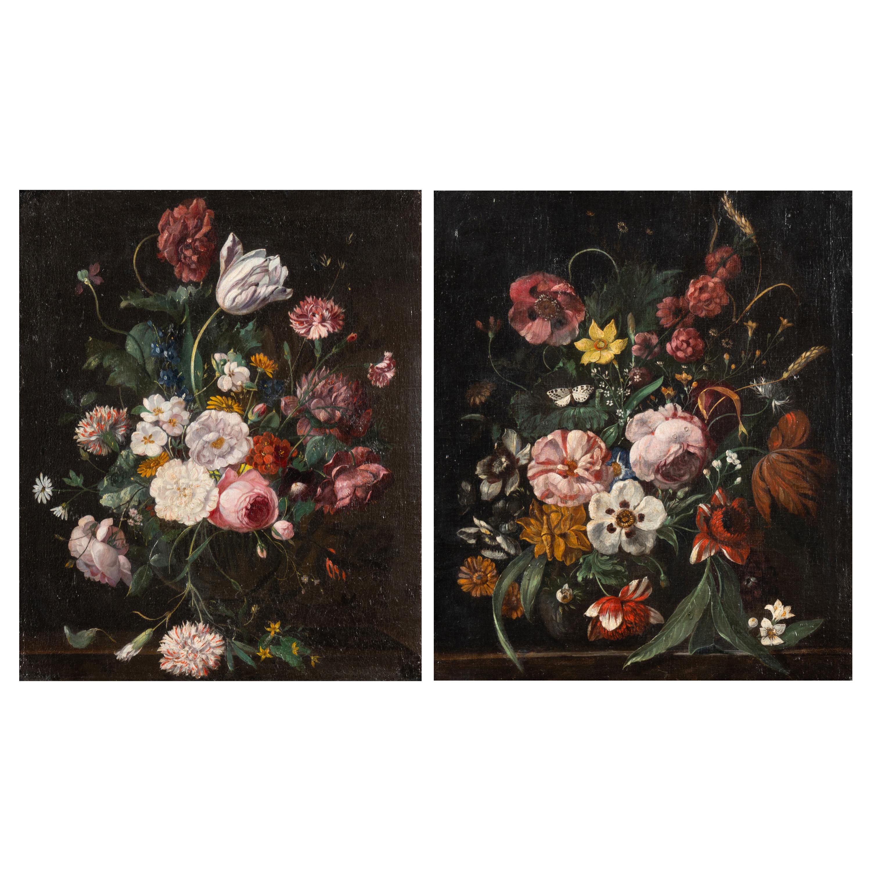 Dutch School, 19th Century — Still Lifes with Flowers (a pair of works)