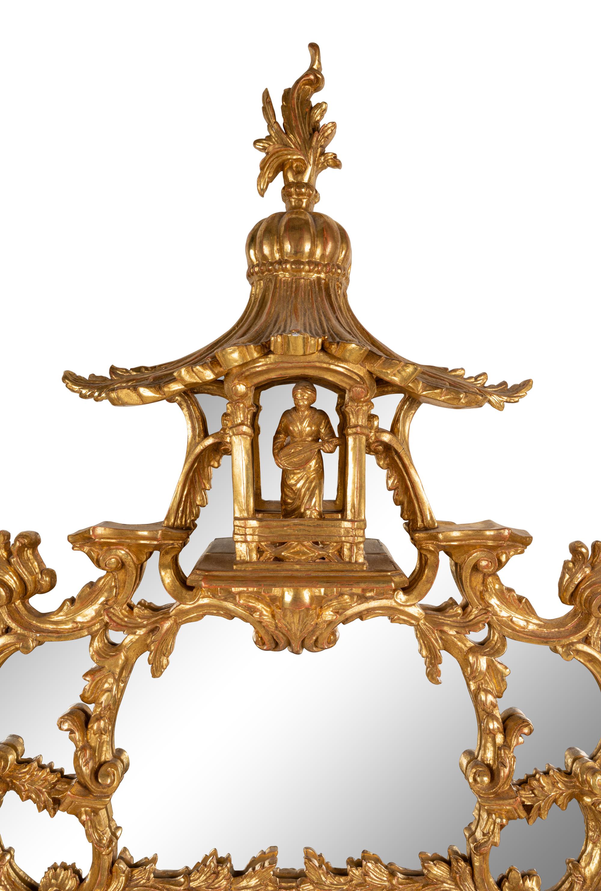 A Chinese Chippendale Style Giltwood Mirror