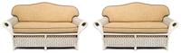 Two Brown Jordan Wicker Loveseats Height 35 x width 44 inches. — 20TH CENTURY