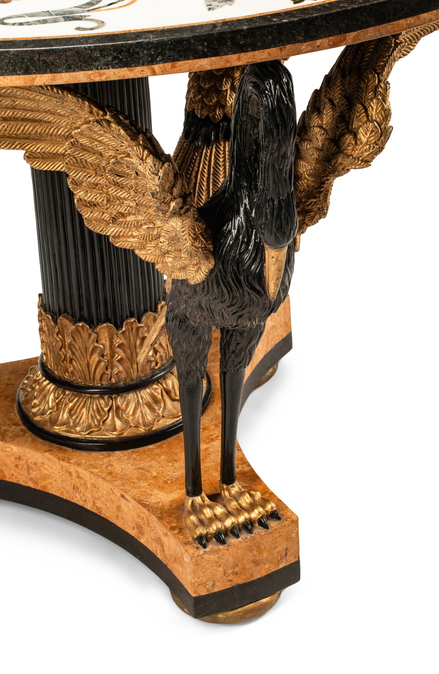 An Italian Parcel-Gilt and Ebonized Pietra Dura-Top Center Table