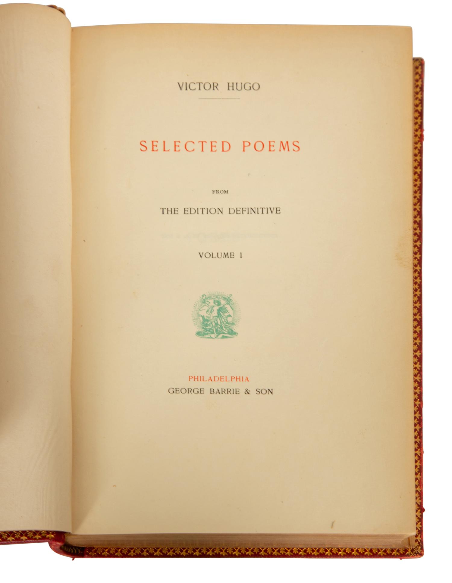 BINDINGS: Victor Hugo . Philadelphia: George Barrie, 32 volumes.