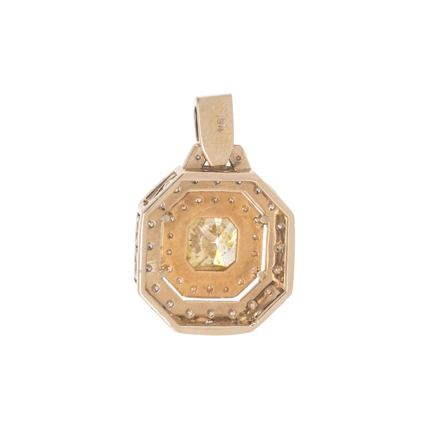 FANCY DEEP YELLOW DIAMOND AND DIAMOND PENDANT