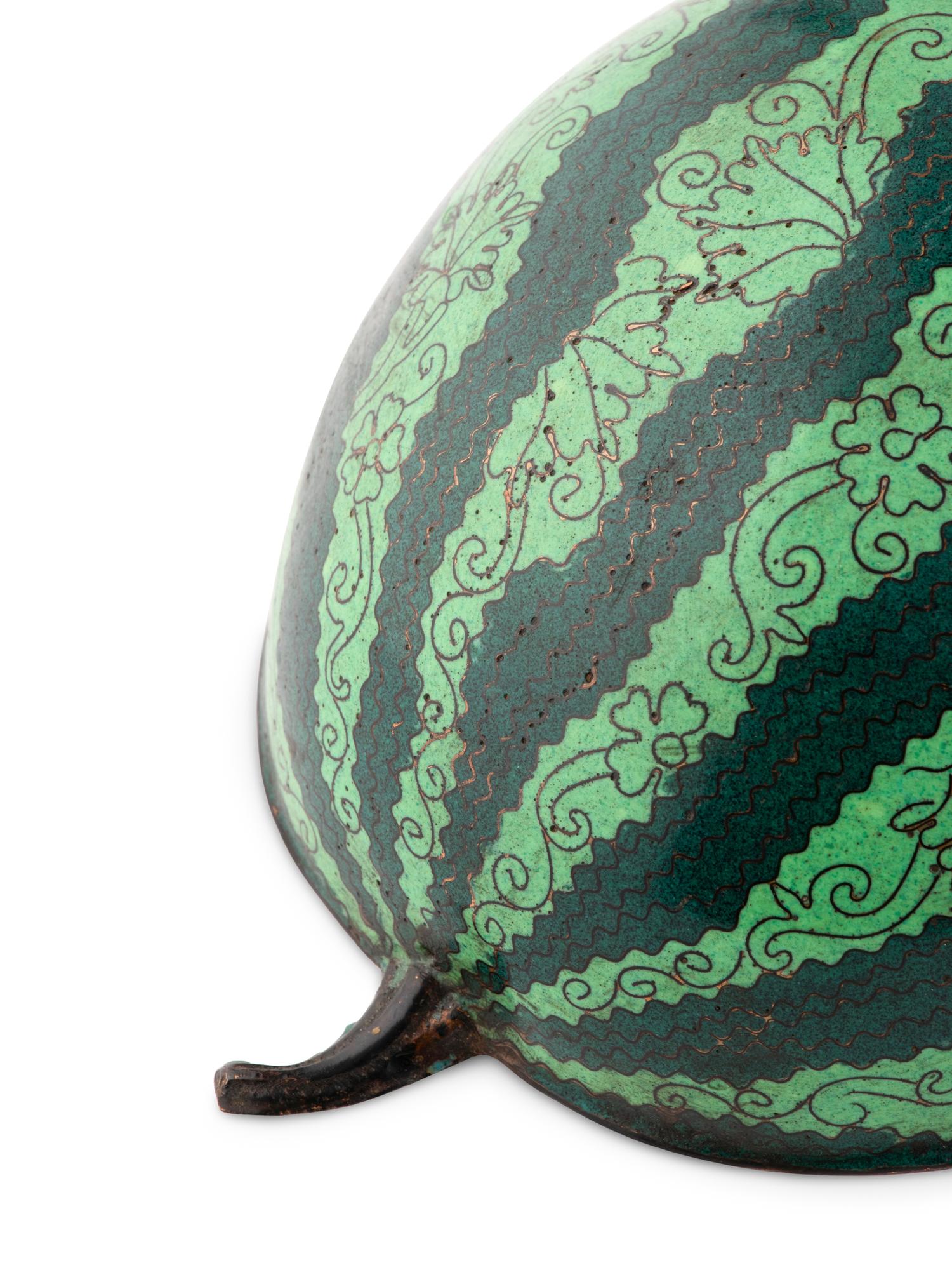 A Pair of Cloisonné Watermelon Form Containers
