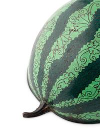 A Pair of Cloisonné Watermelon Form Containers