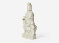 A Chinese Blanc De Chine Figure of Guanyin and Acolyte