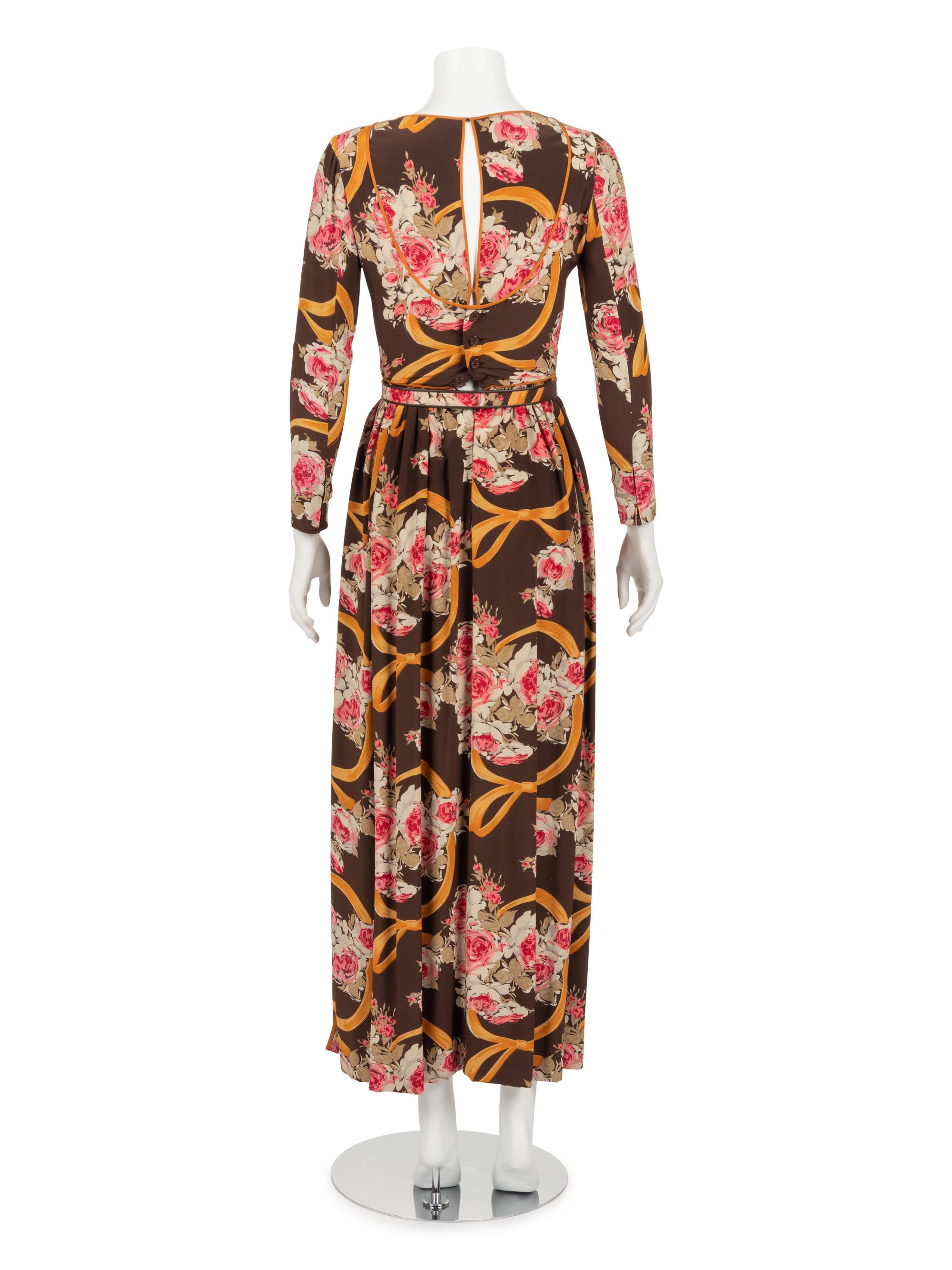Galanos Floral Printed Dress, 1970s