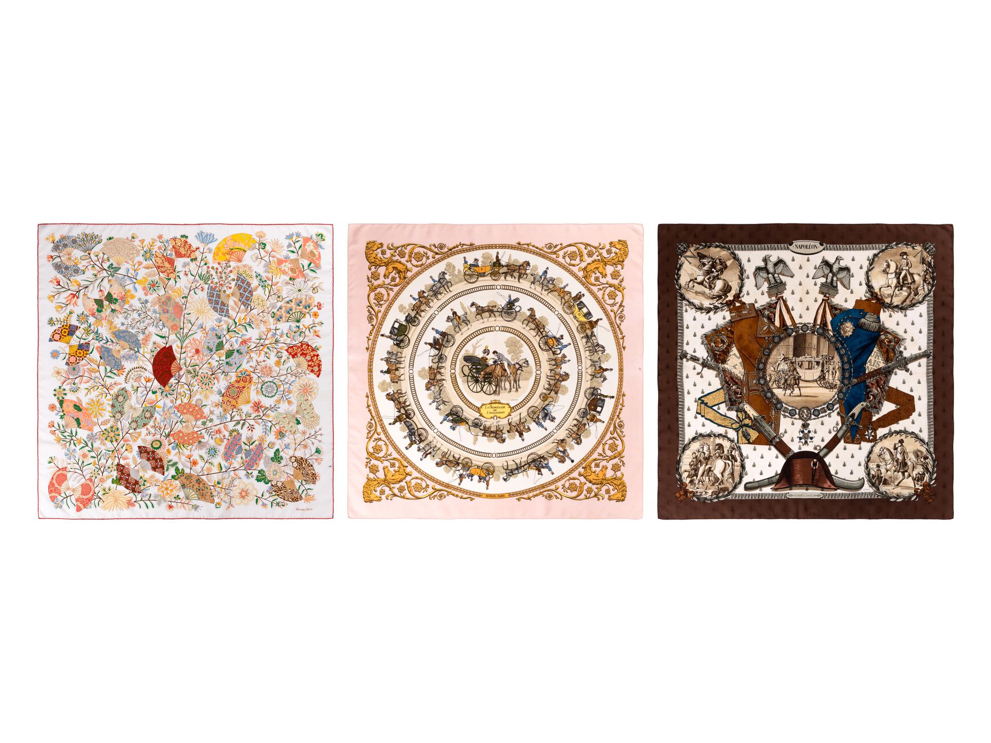 Three Hermès Silk Scarves