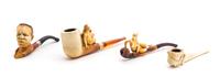 Three Meerschaum Pipes, Length of longest overall 6 1/2 inches.