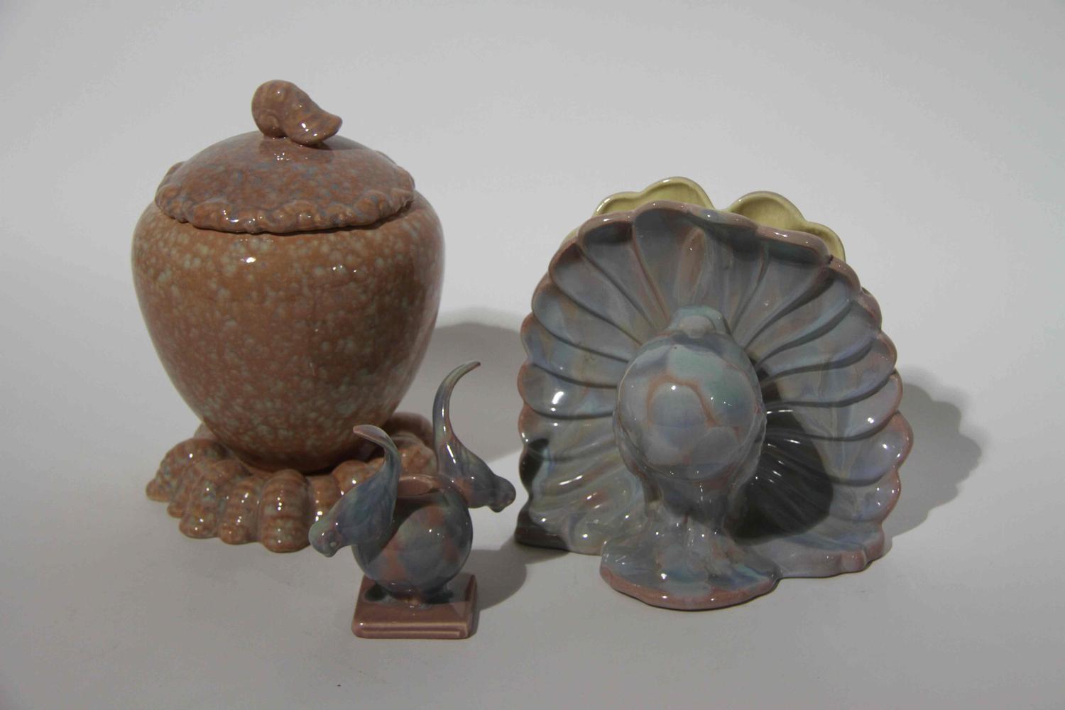Three Haeger Pottery Articles Height of tallest 10 3/4 inches.