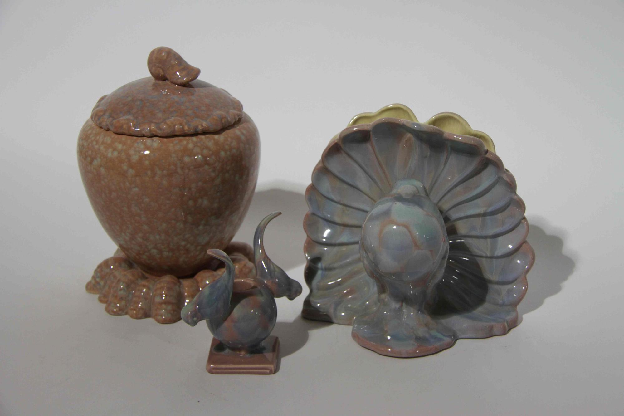 Three Haeger Pottery Articles Height of tallest 10 3/4 inches.