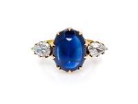 An 18 Karat Yellow Gold, Sapphire and Diamond Ring, 4.60 dwts.