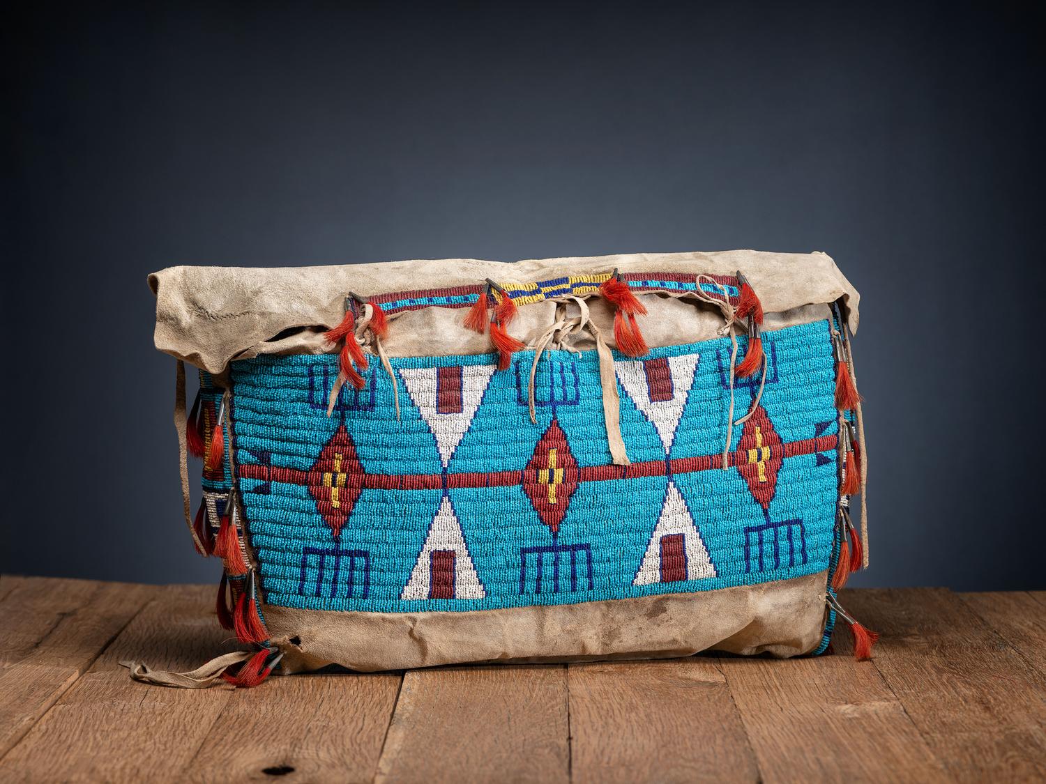 Sioux Beaded Buffalo Hide Possible Bags, Matched Pair