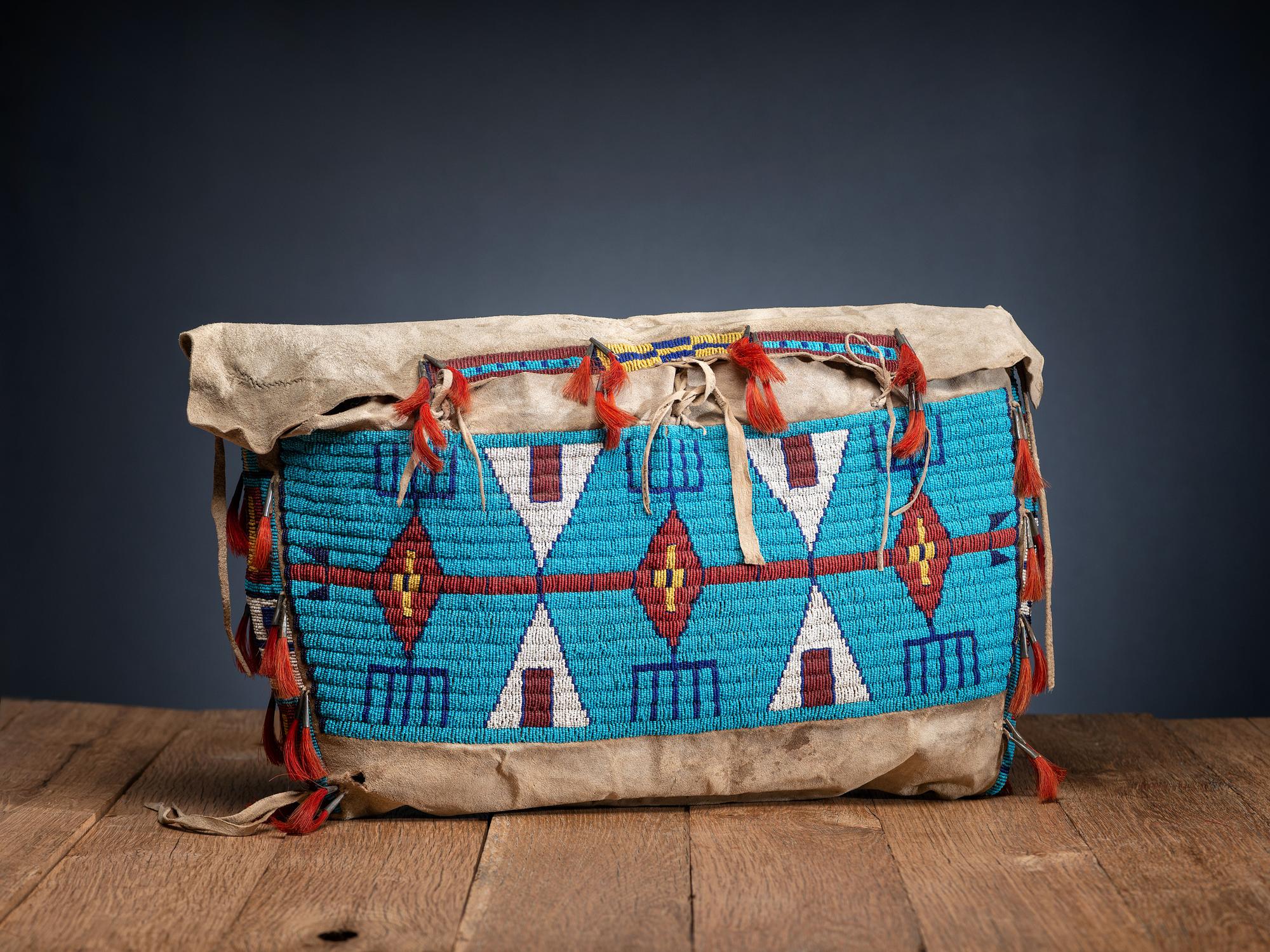 Sioux Beaded Buffalo Hide Possible Bags, Matched Pair