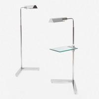Casella Two Adjustable Chrome Floor Lamps, circa 1980