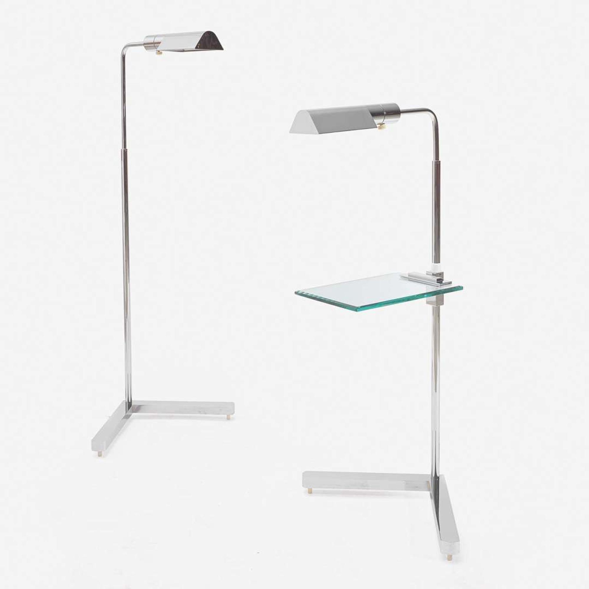 Casella Two Adjustable Chrome Floor Lamps, circa 1980