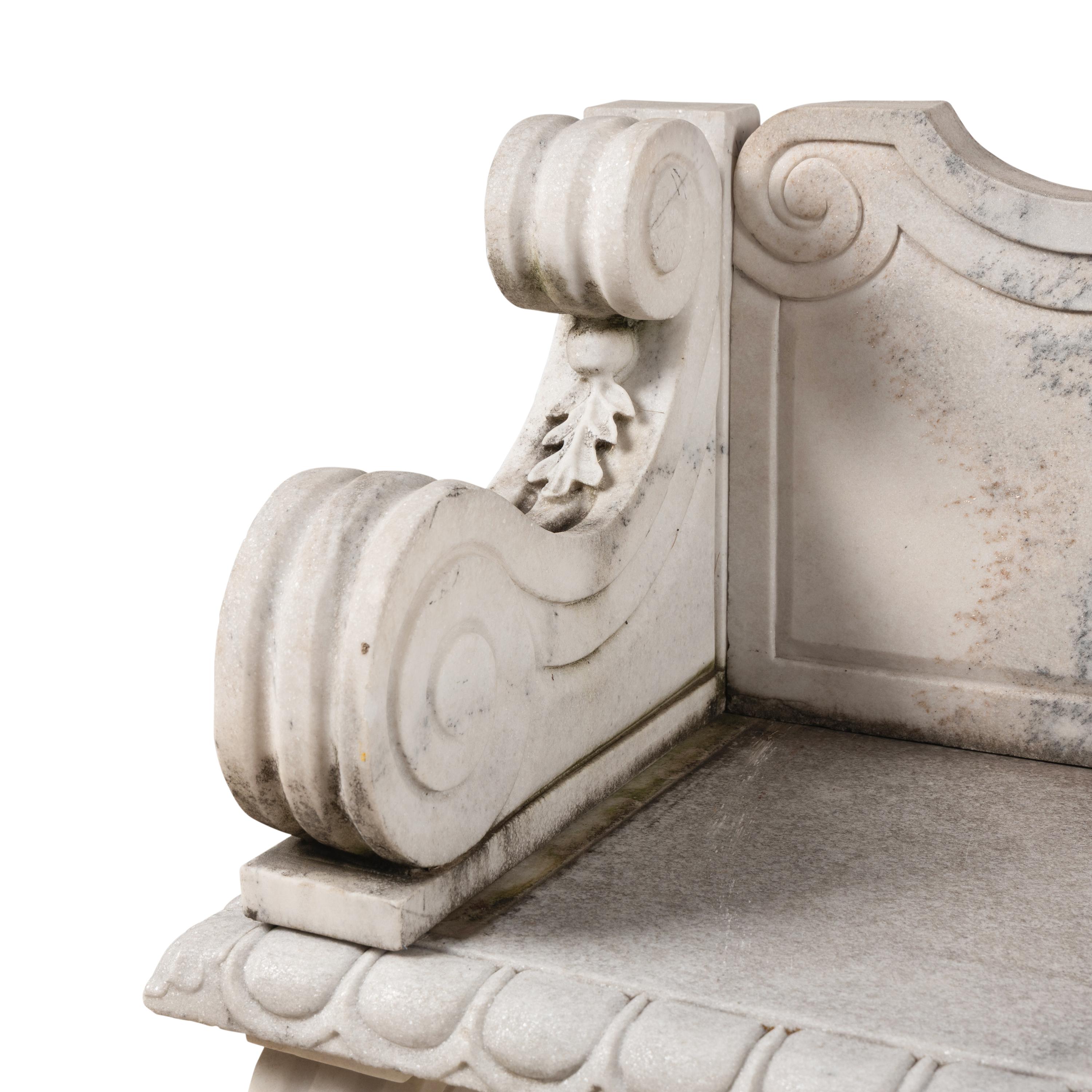 A Carved Marble Garden Bench