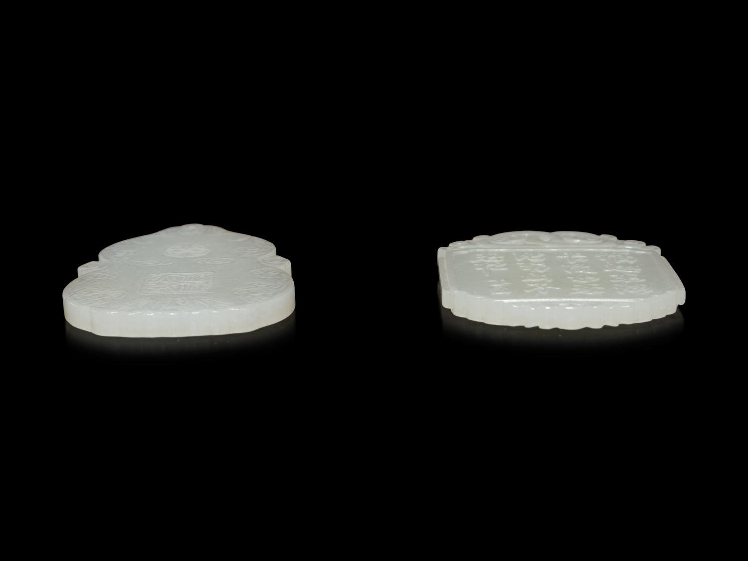 Two Pale Celadon Jade Plaques
