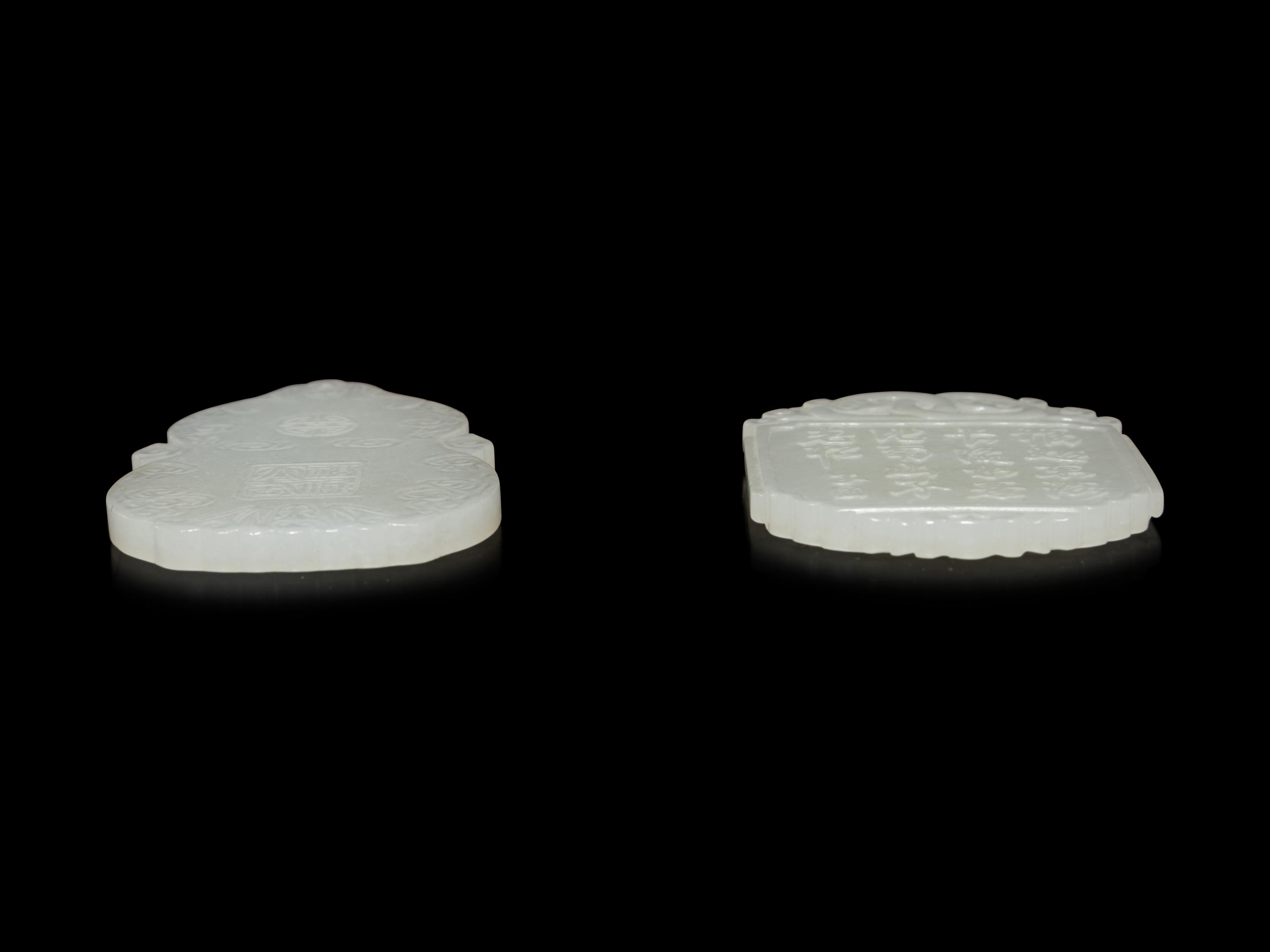 Two Pale Celadon Jade Plaques