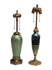 Two Iridescent Art Glass Vases