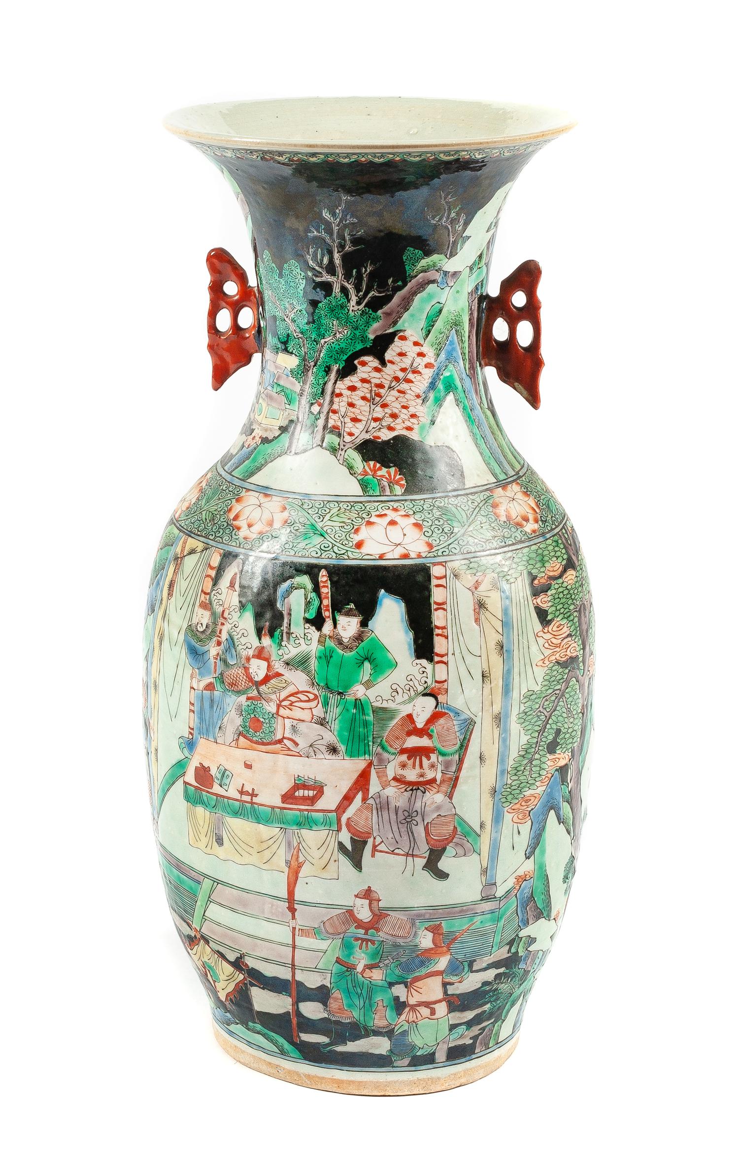 A Chinese Famille Noir Porcelain Vase Height 17 inches. — 20TH CENTURY