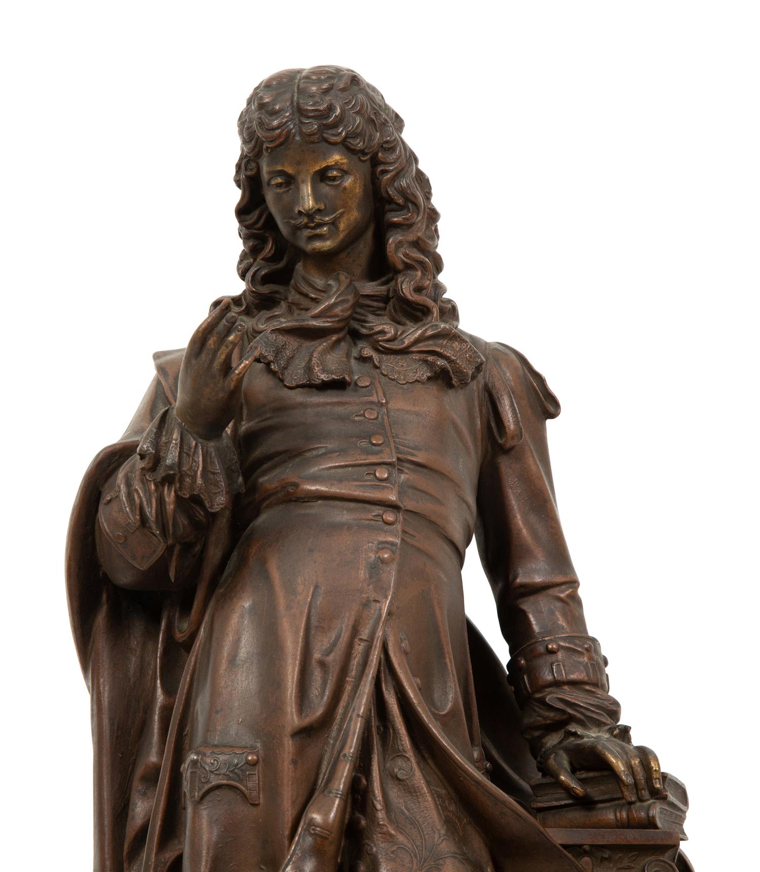 A French Black Marble and Cast Metal Figural Mantel Clock