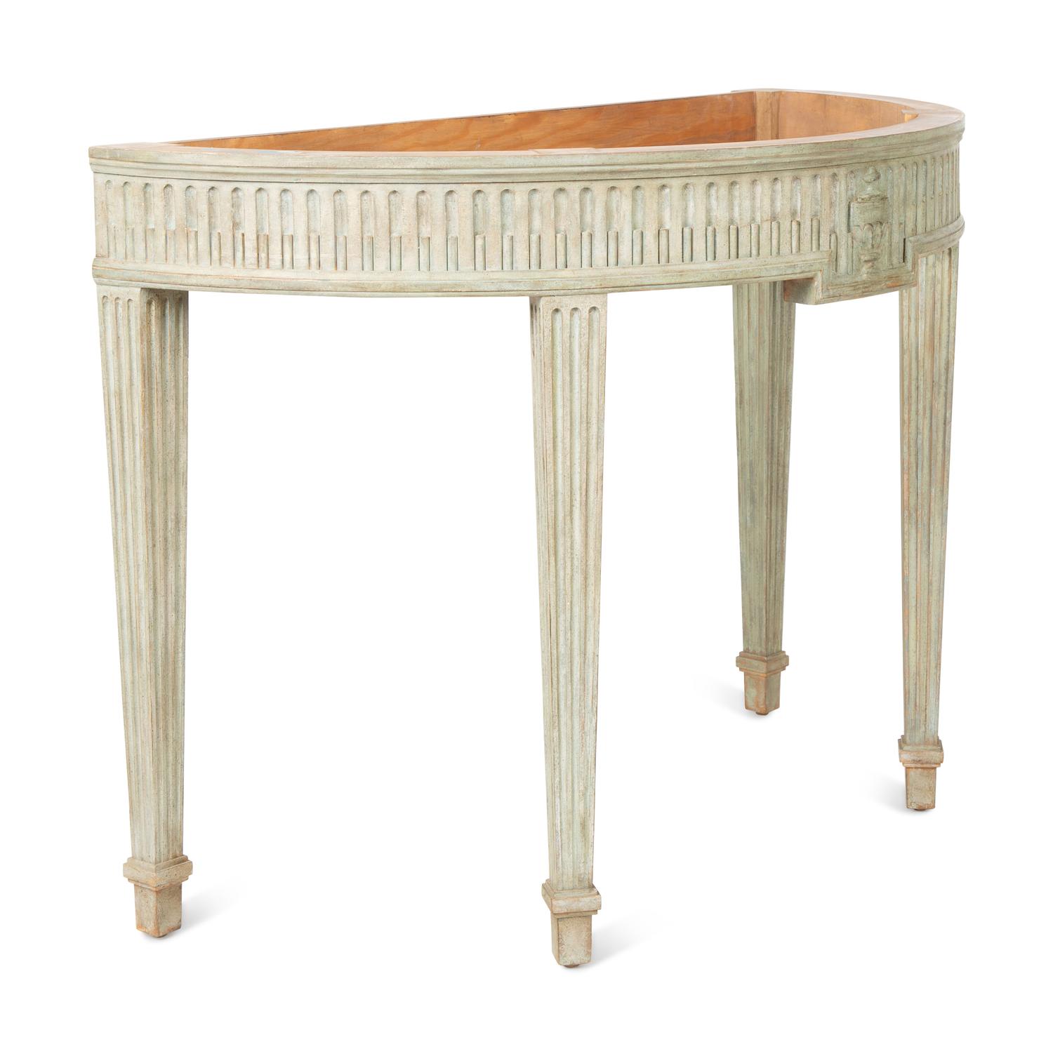 A Louis XVI Style Gray-Painted Console Table Frame — 20TH CENTURY