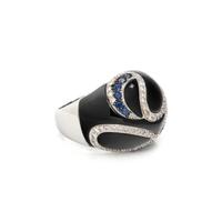 ONYX, DIAMOND AND SAPPHIRE BOMBE RING