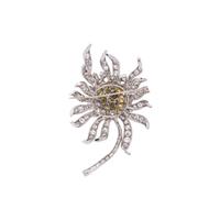 DIAMOND AND COLORED DIAMOND FLOWER BROOCH