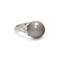CULTURED TAHITIAN PEARL AND DIAMOND RING