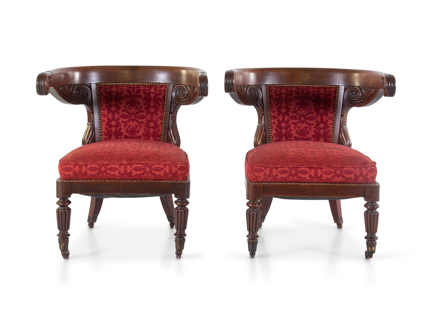 A Pair of William IV Mahogany Armchairs