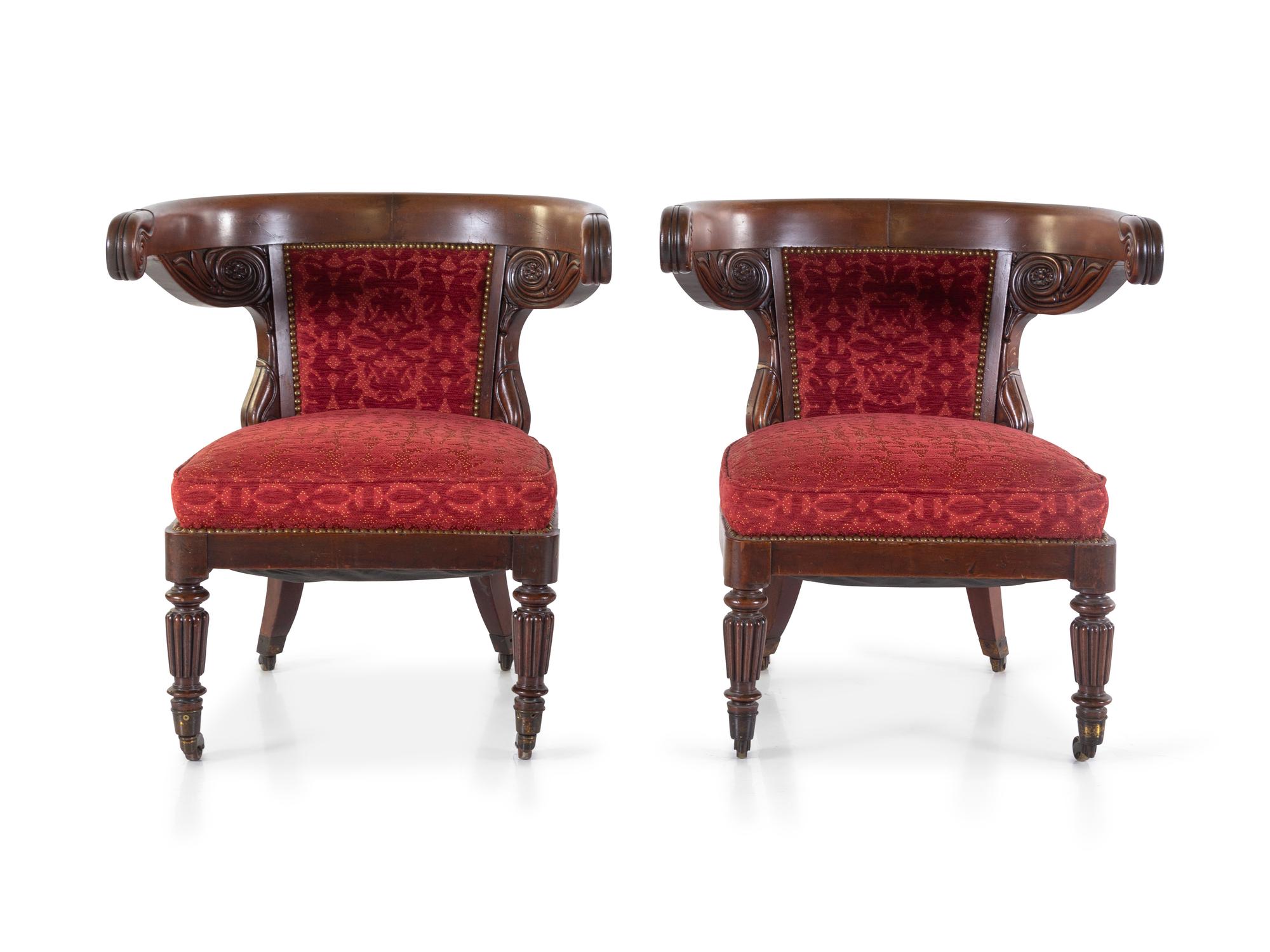 A Pair of William IV Mahogany Armchairs