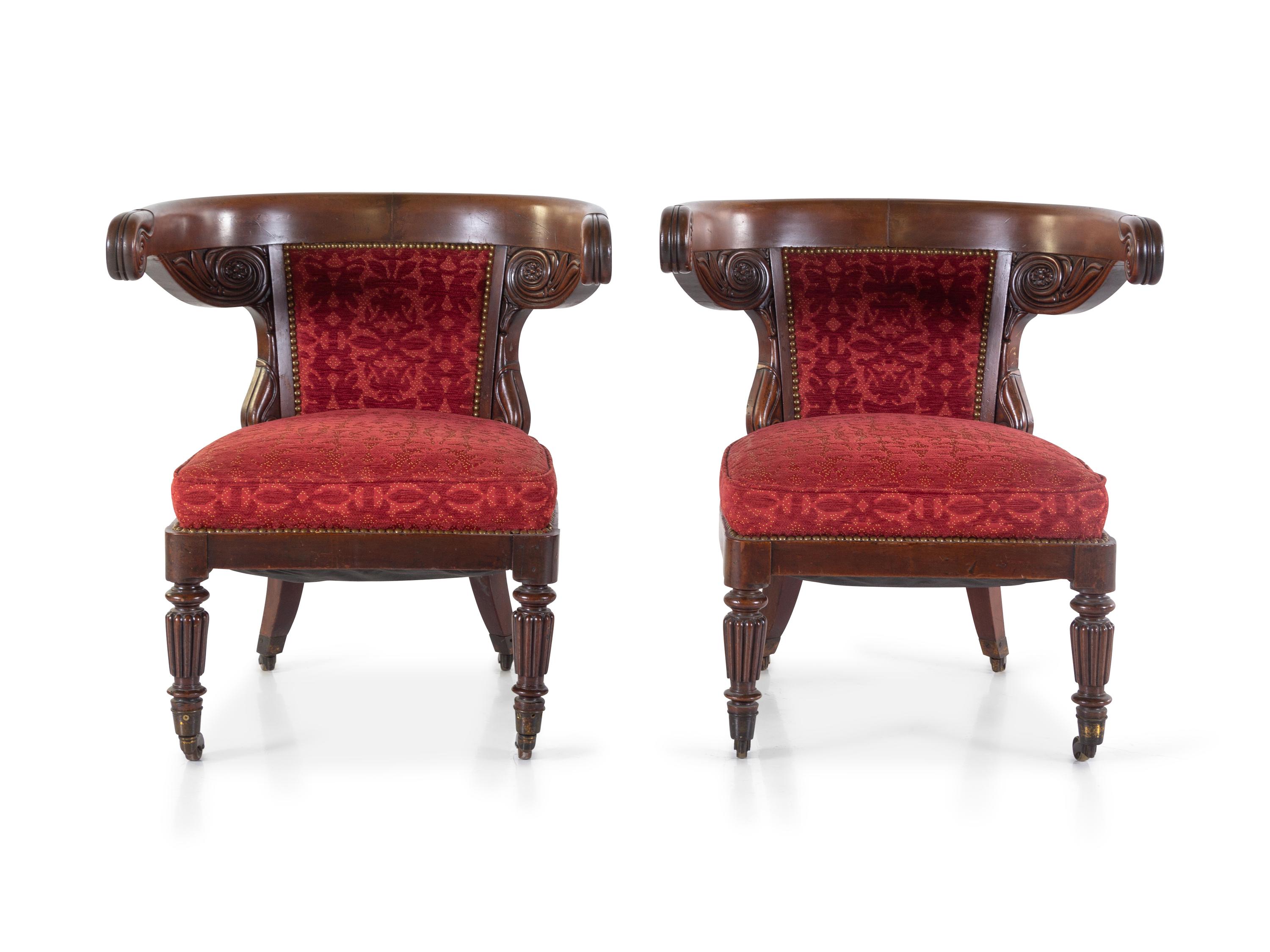A Pair of William IV Mahogany Armchairs