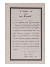 [KING, Martin Luther, Jr.] Eulogy pamphlet printed by Rep. Daisy Elliott. Atlanta, GA. 1968.