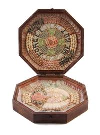A Double Octagonal Sailor's Valentine Width closed 9 inches. — 19TH CENTURY