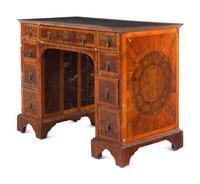 A George II Style Oyster Veneered Pedestal Desk