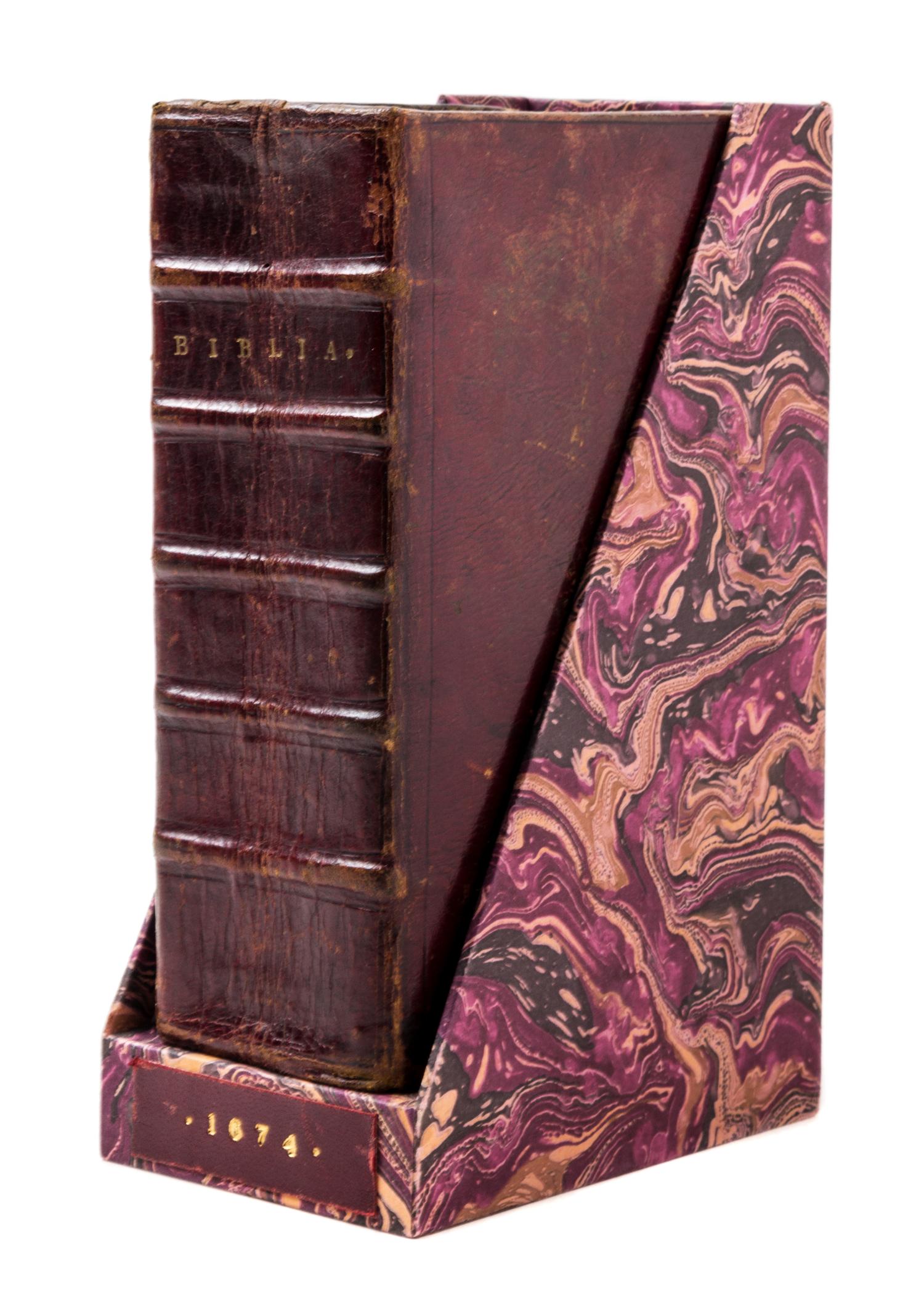 (BIBLE, SWEDISH) Biblia. Thet ar. Stockholm, 1674. First edition. Complete with an engraved title page by Isebrandus Compostell.
