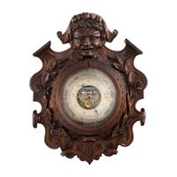 A French Carved Walnut Wall Barometer