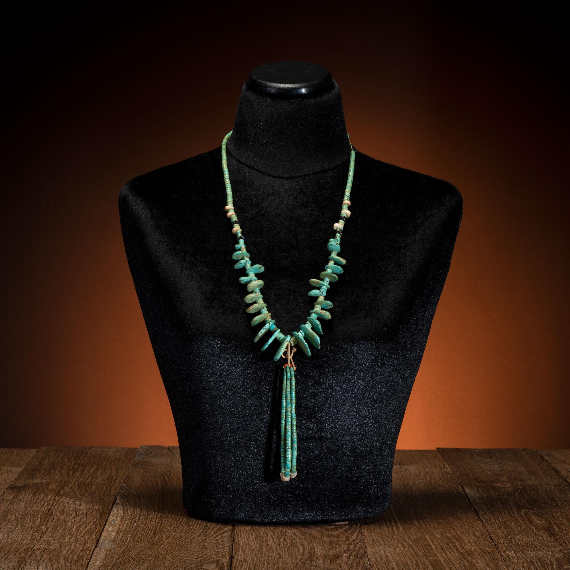 Pueblo Turquoise Tab Necklace, with Joclas