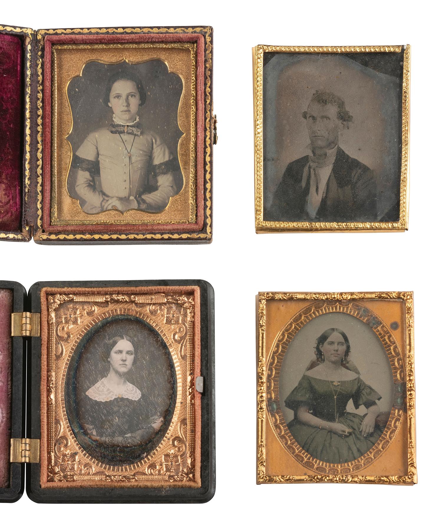 [EARLY PHOTOGRAPHY]. 22 assorted daguerreotypes, ambrotypes, and tintype portraits.