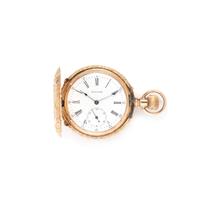 WALTHAM, 14K PINK GOLD HUNTER CASE POCKET WATCH