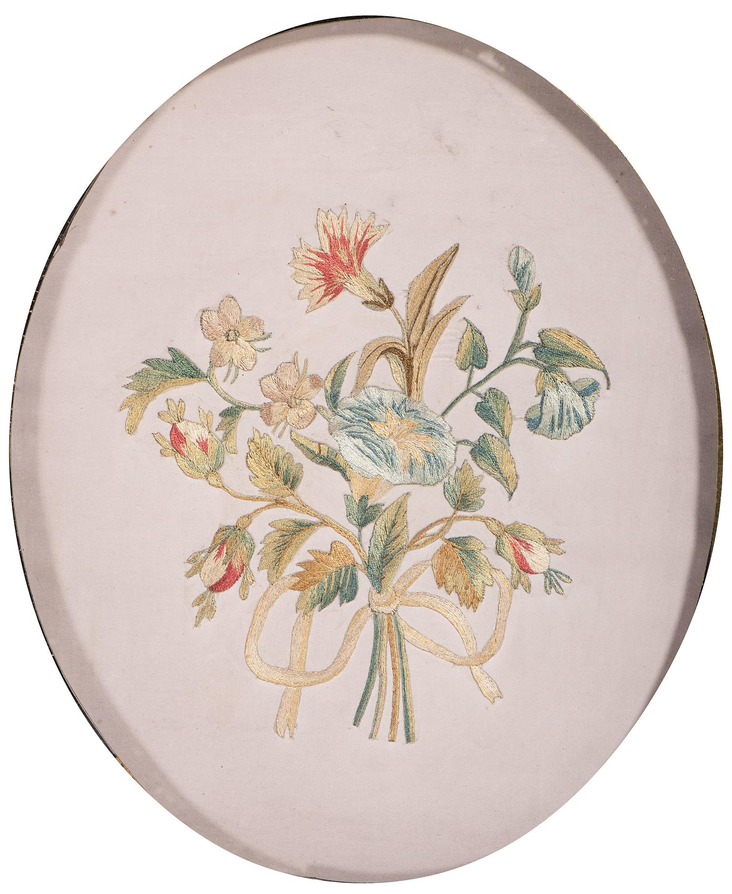 A Pair of Floral Needlework Embroidered Pictures