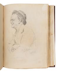 [The Red Cross]. An exceptional album of autographs, letters, and original artwork assembled to benefit the British Red Cross during WWI. [N.p.: N.p.], 1917.
